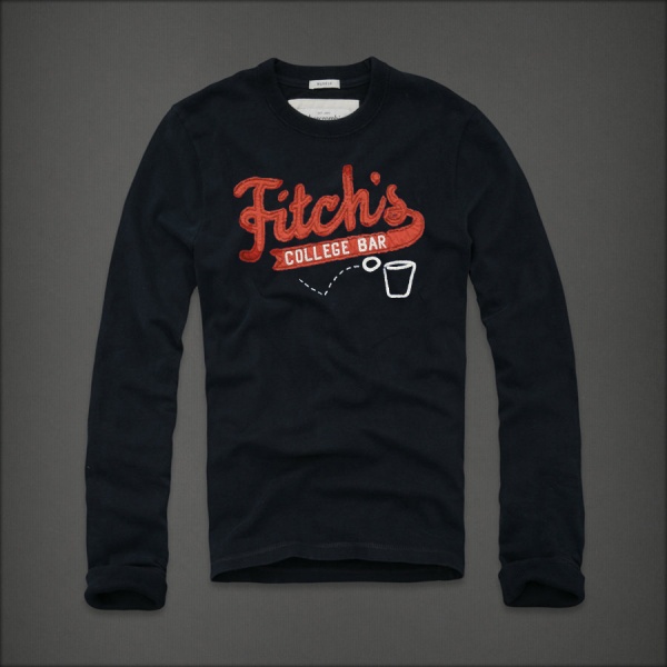 Abercrombie Fitch Hombres De Cuello Redondo Largo Remera AF5855